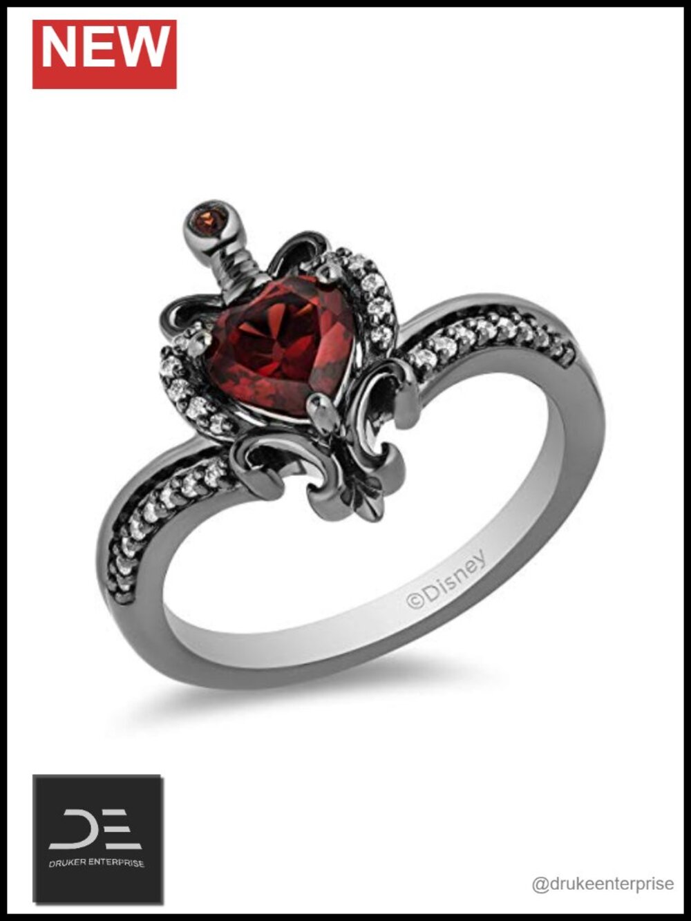 Enchanted Disney Fine Jewelry Evil Queen Dagger Ring Black Rhodium over